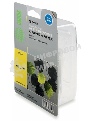 Картридж струйный Cactus CS-C4913 №82 желтый (72 мл) для HP Design Jet 500/800C