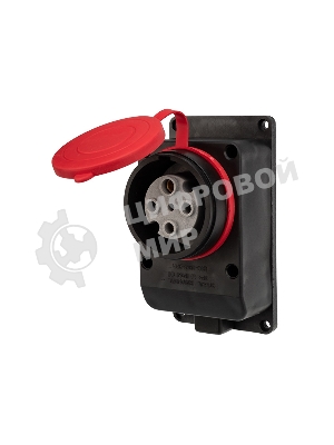 Розетка Rexant влагозащищенная настенная с крышкой, 3Р+РЕ, 32 А IP44 черная каучук