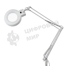 Лупа на струбцине Rexant, круглая, 5D, с подсветкой, белая