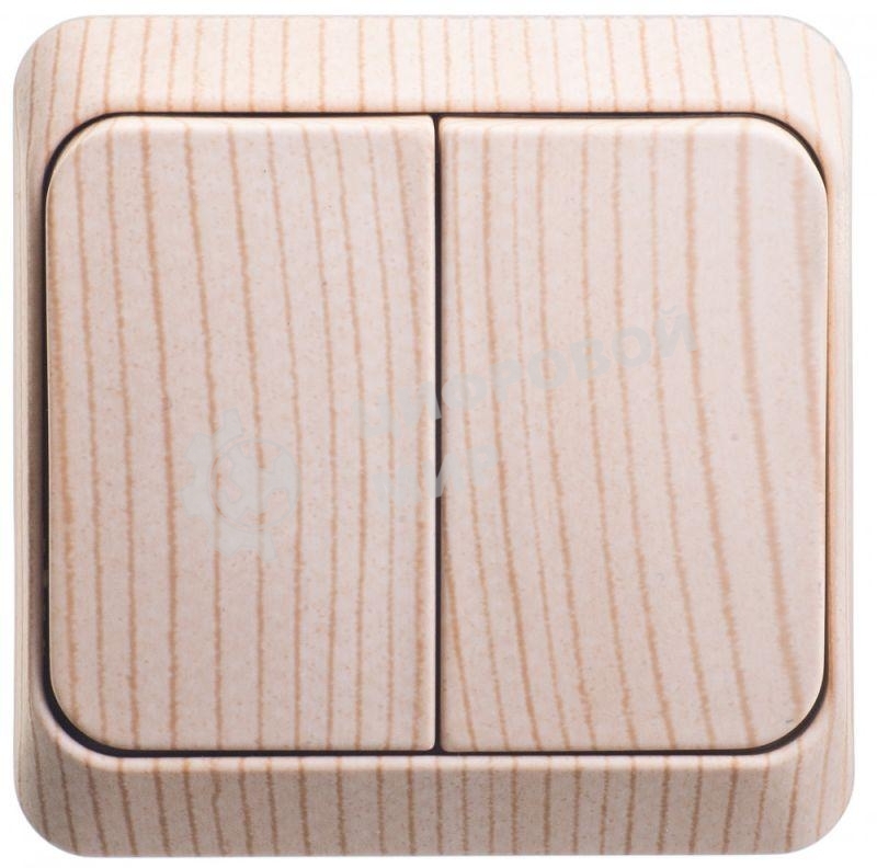 Выключатель 2-кл. ОП Этюд Дача 10А IP20 с индик. сосна SchE BA10-006D