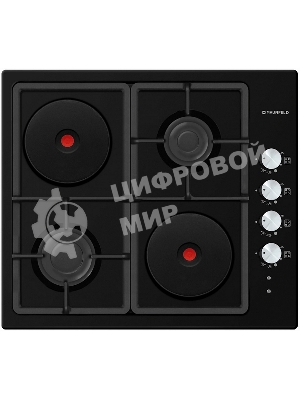 Комбинированная варочная панель Maunfeld EEHE.64.5EB/KG, 4 конфорки, эмалированная сталь, черный