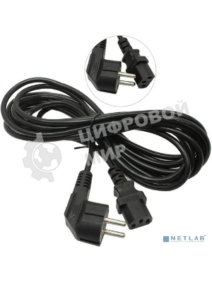 Кабель питания ExeGate Special PC-5S (Евровилка угловая Schuko->С13) 3*0.5, CCA, черный, 5м