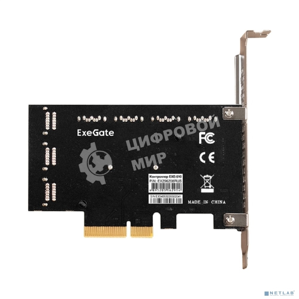 Контроллер ExeGate EXE-510 (PCI-E x4, SATA3 6Gb/s, 10 int, ASMedia Chipset ASM1166+JMB575)