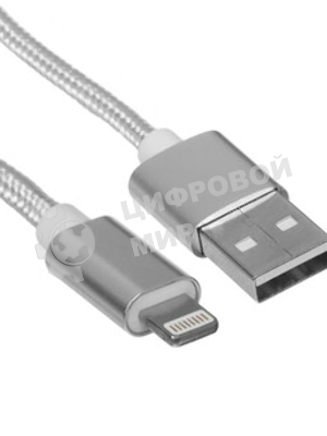 Кабель Rexant USB-Lightning 1 м, серебристая нейлоновая оплетка