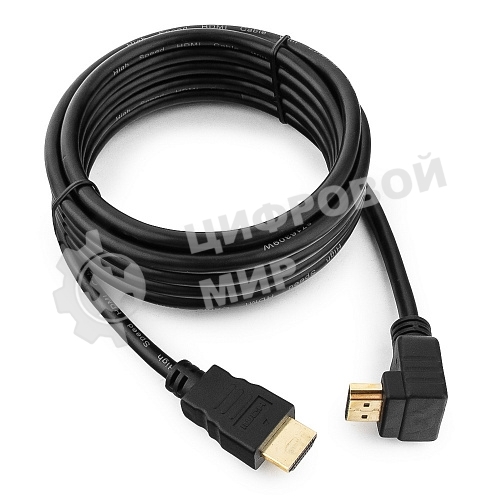 Кабель Cablexpert HDMI CC-HDMI490-10, 19M/19M, v2.0, медь, позол.разъемы, экран, угловой, 3м, черный, пакет