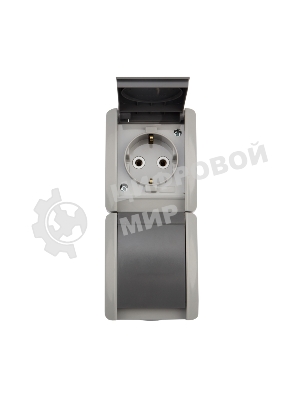 Блок из 2 розеток вертикальный Kranz INDUSTRIAL открытой установки с заземлением, IP54 серый