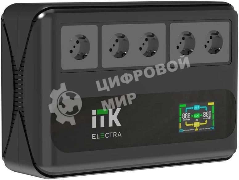 Источник бесперебойного питания Line-interactive 600ВА/360Вт, однофазный, LCD дисплей, с АКБ 1х7AH, 5xSchuko