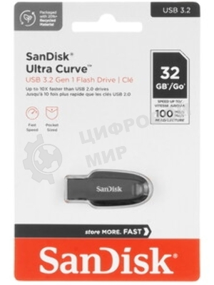 Флешка USB 32Gb SanDisk CZ550 Ultra Curve, USB 3.2, черный