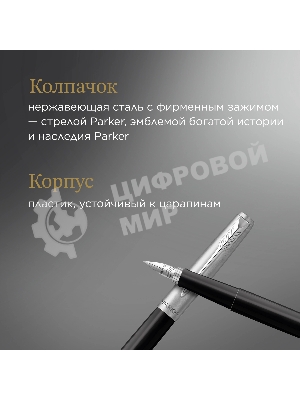 Ручка перьевая Parker Jotter Originals F60 (CW2096430) Black CT M сталь нержавеющая блистер