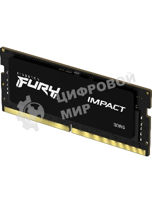 Оперативная память Kingston Fury Impact, DDR5, 16Gb (1x16Gb), 6400MHz, CL38, ECC, SO-DIMM, с радиатором, черный