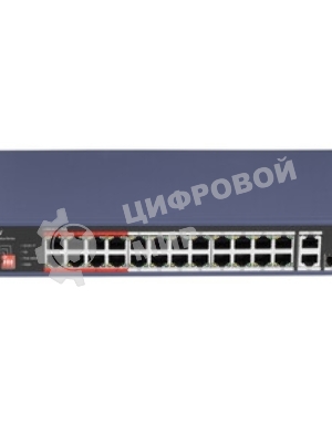 Коммутатор Hikvision DS-3E0326P-E/M(C), 24×100 Мбит/с PoE + 1×100 Мбит/с + 1×1 Гбит/с SFP, неуправляемый