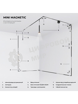 Трековый светильник Mini Magnetic 5W 3000K (латунь/черный) 85202/01