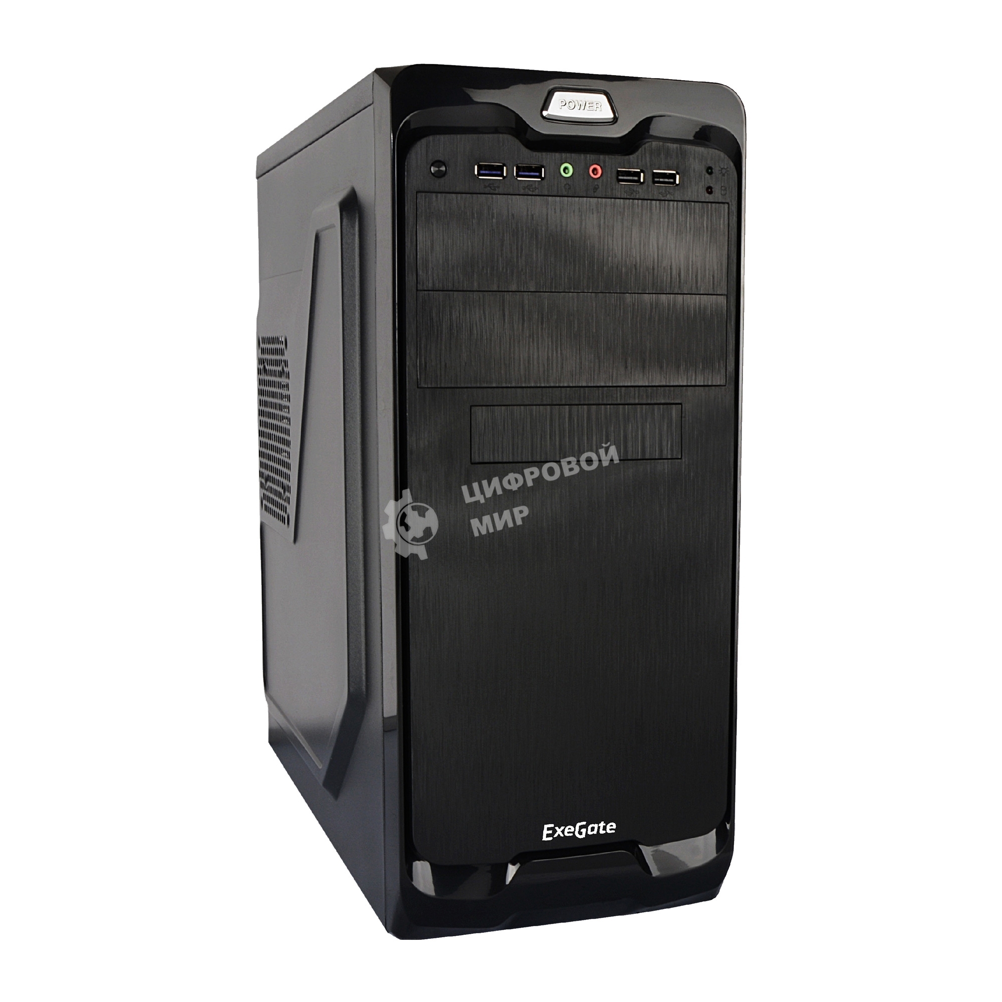 Компьютерный корпус Miditower ExeGate UN-604 Black, ATX, (UN400, 120мм) 2хUSB+2хUSB 3.0, Audio