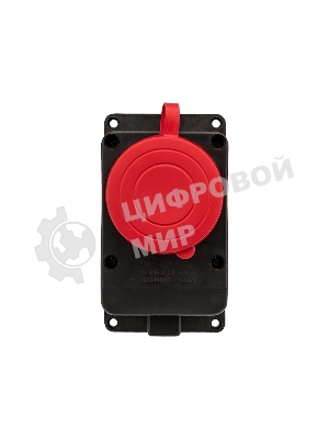 Розетка Rexant влагозащищенная настенная с крышкой, 3Р+РЕ, 32 А IP44 черная каучук