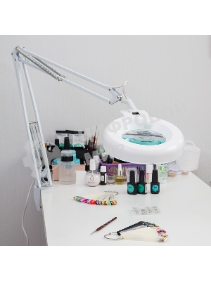 Лупа на струбцине Rexant, круглая, 5D, с подсветкой, белая