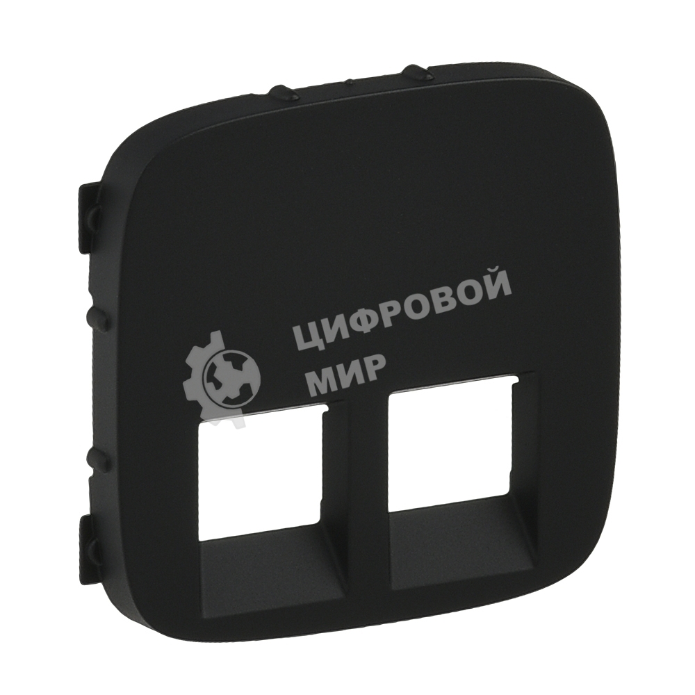 Лицевая панель розетки 2 гнезда, RJ11, RJ45, Антрацит