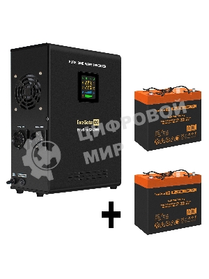 Комплект источника бесперебойного питания Exegate EX296001RUS + батарея 55Aч EX285652RUS 2шт (инвертор, синус, для котла, настенный) ExeGate FineSine SX-2000.LCD.AVR.2SH <2000VA/1400W, чистая синусоида, цветной LCD-дисплей, AVR, 2*Schuko, линейно-интерактивный, крепление настенное/универсальное, черный> + батарея ExeGate HRL 12-55 (12В, 55А·ч) 2шт