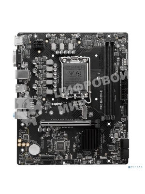 Материнская плата MSI PRO H610M-E, LGA 1700, Intel H610, 2xDDR5, 4xSATA, 1xM.2, 1xPCIe 4.0 x16, 1xPCIe 4.0 x1, 1xHDMI, 1xVGA, 1xRJ45 1Gb, 2xUSB-A 3.2 Gen 1, 4xUSB-A 2.0, 3x3.5мм, 7.1, mATX