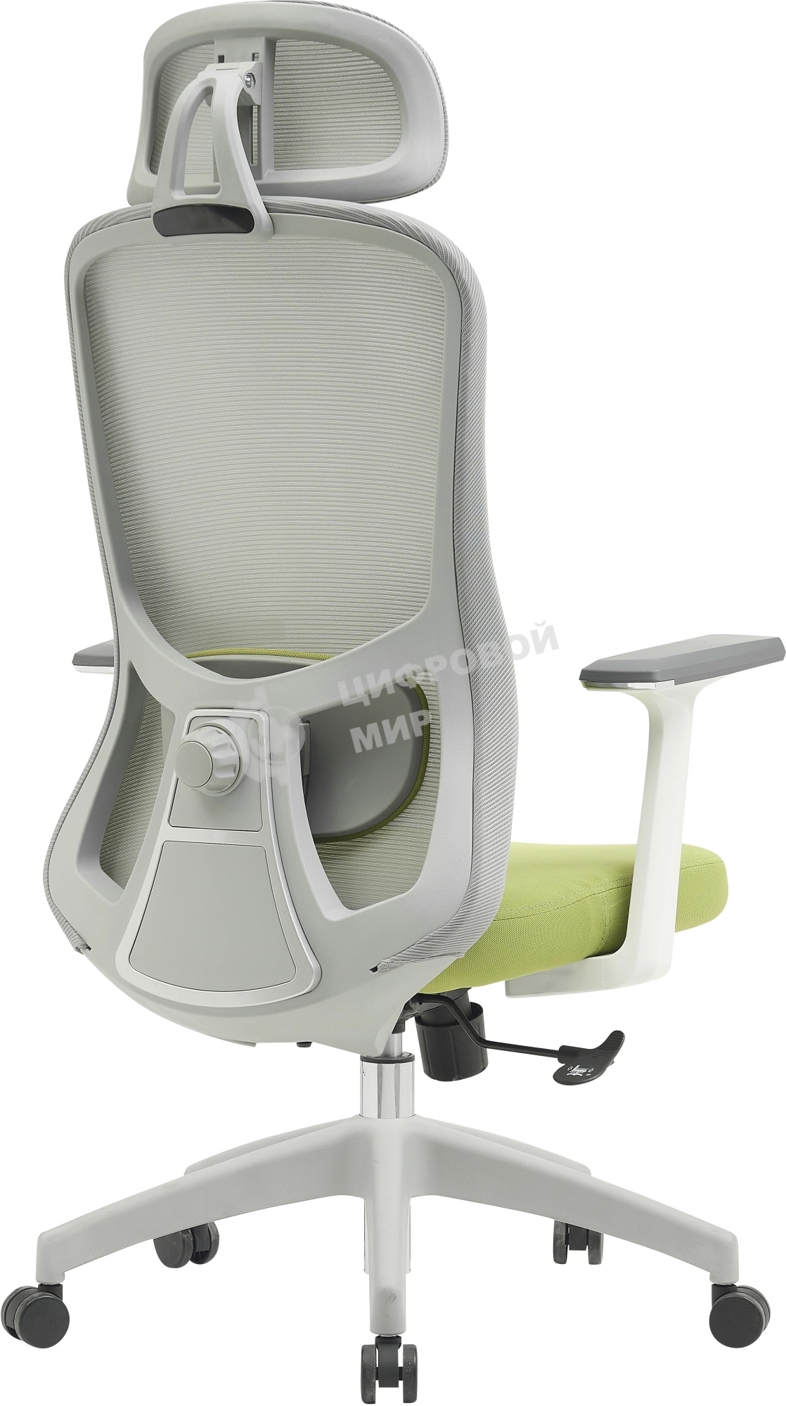 Кресло компьютерное Cactus CS-GMC515-GYGN серый, сиденье салатовый, сетка/ткань, с подголов. крестов. пластик, пластик серый