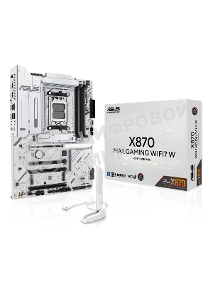 Материнская плата ASUS X870 MAX GAMING WIFI7 W, AM5, AMD X870, 4xDDR5, 4xSATA, 3xM.2, 1xPCIe 5.0 x16, 2xPCIe 4.0 x16, 1xPCIe 3.0 x16, 1xHDMI, 2xUSB Type-C (Display), 1x2.5Gb LAN, Wi-Fi 7, Bluetooth 5.4, 2xUSB-C 40Gbps, 1xUSB-A 10Gbps, 3xUSB-A 5Gbps, 4xUSB-A 2.0, 3x3.5 мм, 7.1, ATX