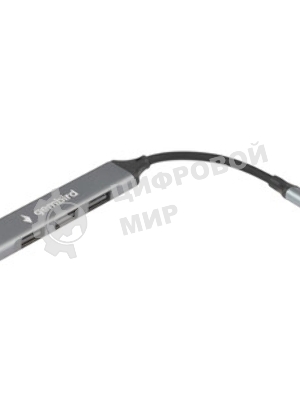 Разветвитель USB3.0/2.0 Gembird UHB-C202, USB3.0, 3xUSB2.0, кабель Type-C 10 см, алюминий, пакет