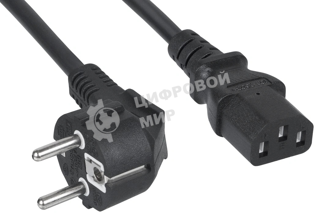 Кабель питания компьютера Cabeus PC-186-VDE-1.8M IEC 320 C13, вилка Schuko, 1.8 м, 10А, черный