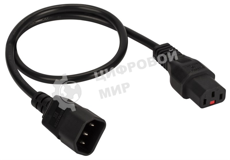 Шнур питания Lanmaster с блокировкой C13-C14, 3х0.75, 220В, 10А, черный, 3 метра