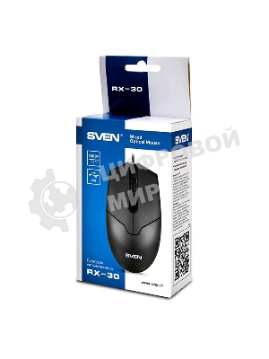 Мышь проводная SVEN RX-30 черный, 1000 dpi, USB, кнопки - 3