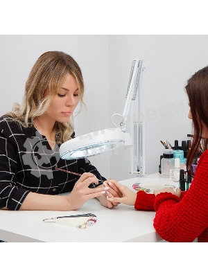 Лупа на струбцине Rexant, круглая, 5D, с подсветкой, белая