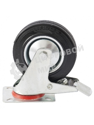 Колесо поворотное Сибртех с тормозом d-125 мм, крепление  платформенное