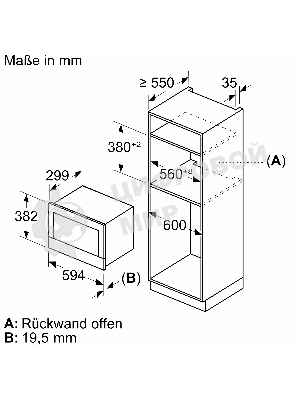 Встраиваемая микроволновая печь Bosch BEL7321B1 900Вт, 5 режимов, кварцевый гриль,инвертер, 21 л, черный, петли слева