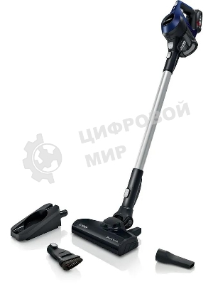 Пылесос вертикальный Bosch Unlimited BCS611P4A POWER FOR ALL 18V синий/черный, питание от аккумулятора, 18 Вт, уборка сухая, пылесборник 0.3 л