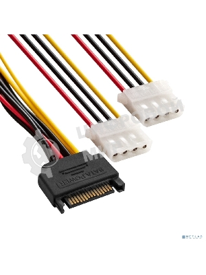 Кабель питания SATA ExeGate EX-CC-SATAM2MF-0.15 (15pin M/2xMolex F, 0,15м)