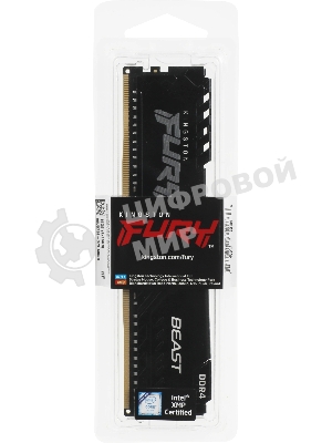 Оперативная память Kingston Fury Beast Black, DDR4, 16GB (1x16GB), 3200 MHz, CL16, с радиатором, черный