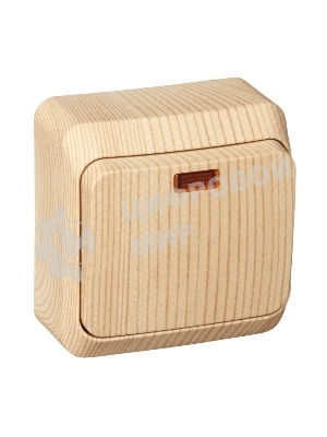 Выключатель 1-кл. ОП Этюд Дача 10А IP20 с индик. сосна SchE BA10-005D