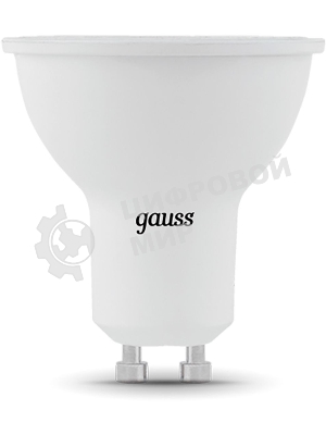 Лампа светодиодная Gauss черный 5Вт цок.:GU10 рефлектор 220B 3000K св.свеч.белый теп. MR16 (упак.:10шт)