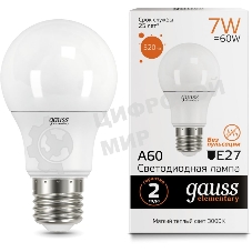 Лампа светодиодная Gauss 23217A LED Elementary A60 7W E27 520lm 2700K 1/10/100 0