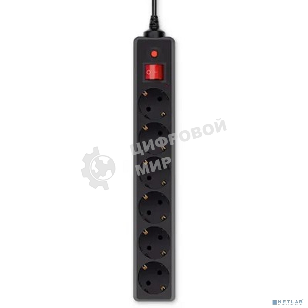 Сетевой фильтр Buro 600SH-1.8-B 1.8 м, 6 розеток, черный, коробка