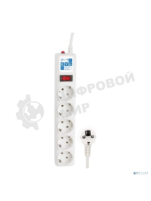 Сетевой фильтр Powercube SPG-B-10-WHITE 3 м, 5 розеток, белый, коробка