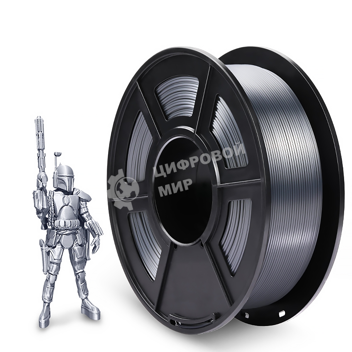 Филамент NVPrint Silk PLA+ Silver для 3D печати диаметр 1.75мм длина 330 метров масса 1 кг