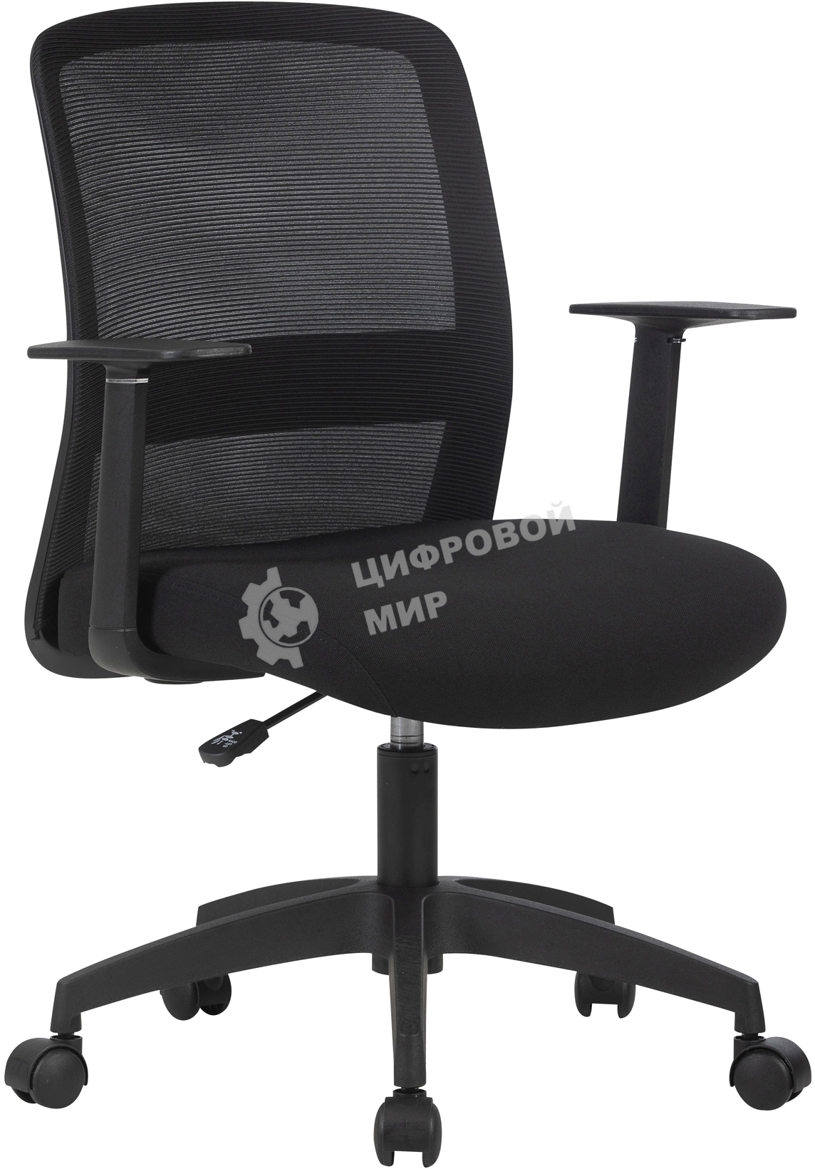 Кресло компьютерное Cactus CS-MC333-BK черный, сиденье черный, сетка/ткань, низк.спин. крестов. пластик, пластик черный