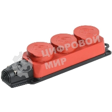 Розетка 3-м ОМЕГА РБ33-1-0м IP44 каучук красн. IEK PKR61-016-2-K04