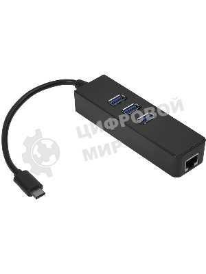 Cетевой адаптер Greenconnect USB 3.1 Тип C M -> Ethernet RJ-45 F Lan Card + USB 2.0-хаб на 3 порта (GCR-UC2CL01)