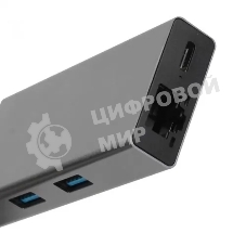 Адаптер VCOM CU459 Type-Cm --> RJ-45+2USB3.0(f) + PD100 Вт Alum Shell