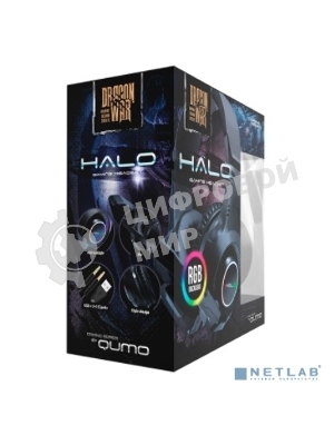 Гарнитура QUMO Halo чёрный, проводная, 3.5 мм, подсветка