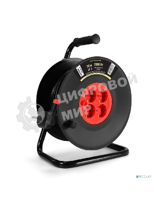 Удлинитель на катушке ExeGate industrial ECS-10-3-50 (4 евророзетки с заземлением, IP20, 50 м, защита от детей, защита от перегрузки, 3х1,0 мм2, 10А/2.3 кВт)