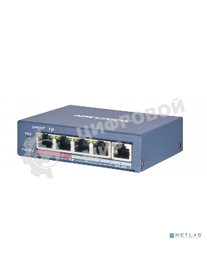 Коммутатор Hikvision DS-3E0505P-E/M, 4×1 Гбит/с PoE+ + 1×1 Гбит/с, неуправляемый