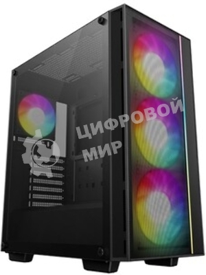Компьютерный корпус Deepcool MATREXX 55 V4 без БП, боковое окно (закаленное стекло), 3xARGb LED 140мм вентилятора спереди, 1xARGb LED 120мм вентилятор сзади, черный, ATX