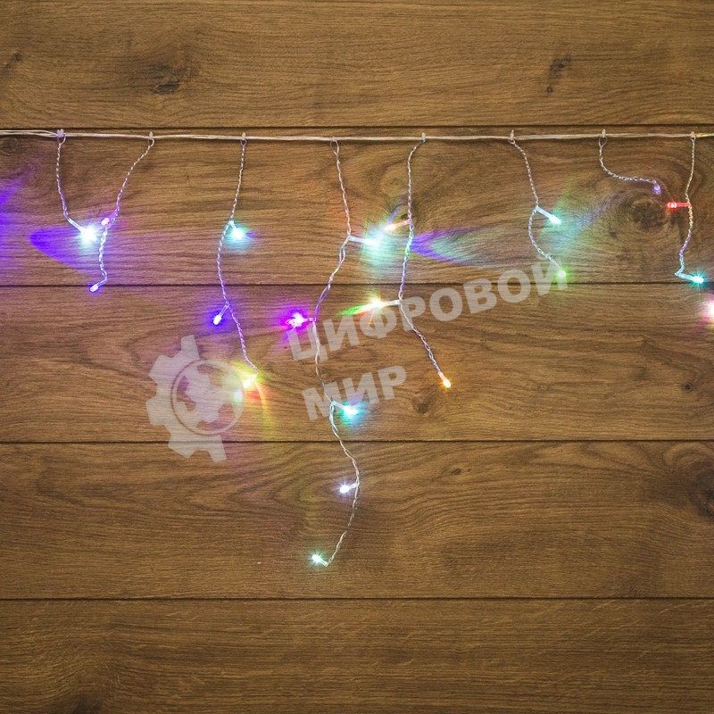 Гирлянда Neon-night Айсикл (бахрома) светодиодный, 1,8 х 0,5 м, прозрачный провод, 230 В, диоды RGB