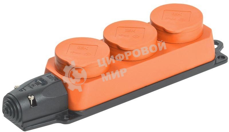 Розетка 3-м ОМЕГА РБ33-1-0м IP44 каучук оранж. IEK PKR61-016-2-K09